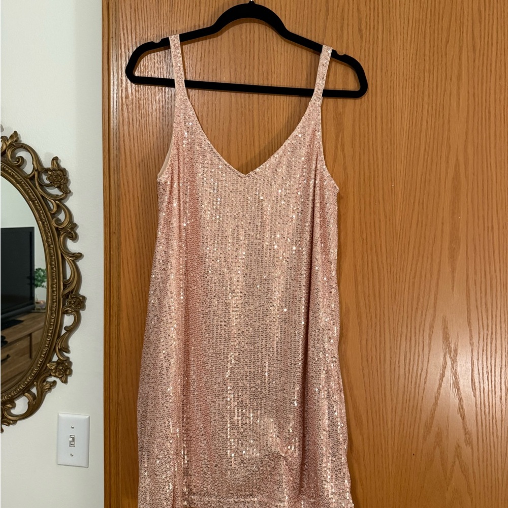 Rose Gold Sequin Sleeveless Dress